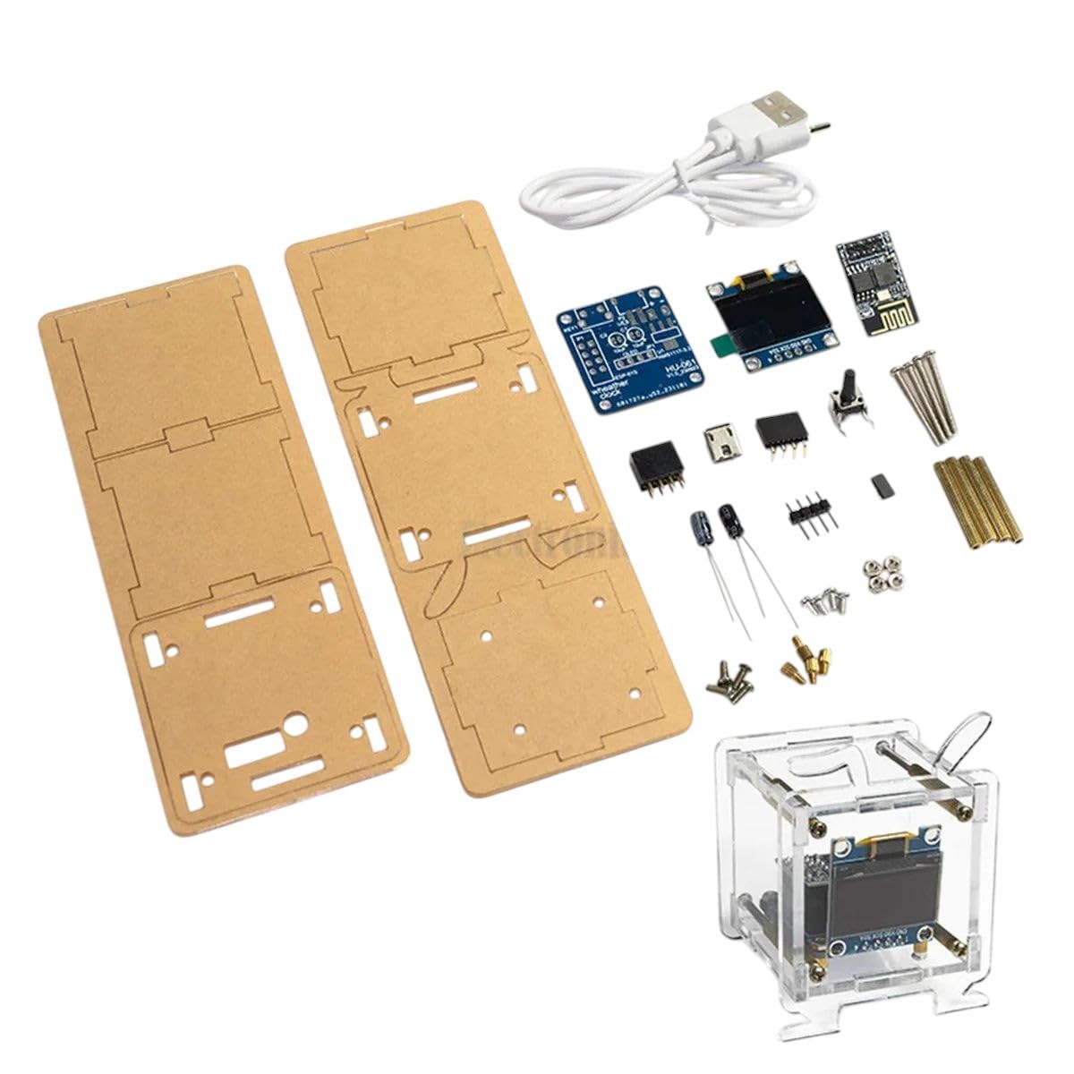 1Set ESP8266 DIY Electronic Display Mini Clock Kit With Shell Soldering Project
