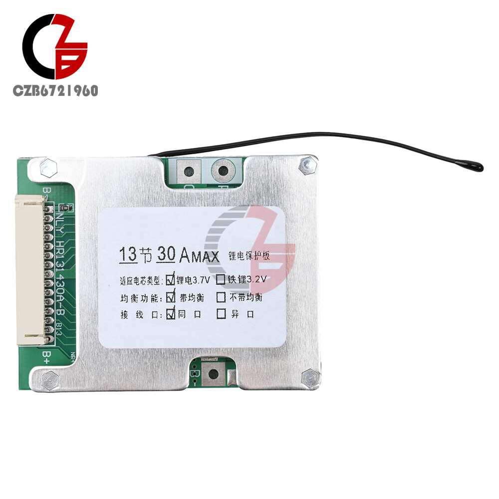 13S 48V 30A 18650 Li-ion Battery Protection Board BMS w/ Equalization for E-bike