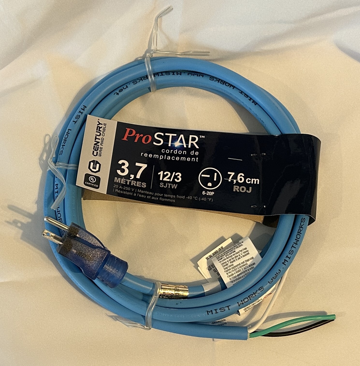 Century Wire ProStar 12 ft. 12/3 SJTW Heavy Duty Lighted End 20A-250V NO female