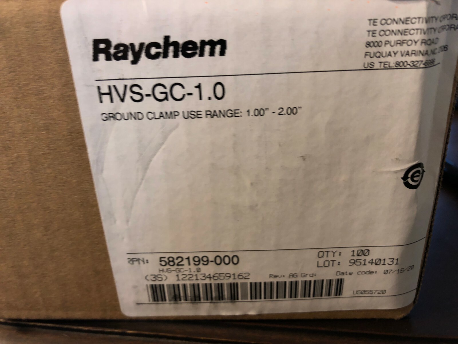 100 pieces RAYCHEM HVS-GC-1.0 GROUND CLAMP USE RANGE 1′-2′