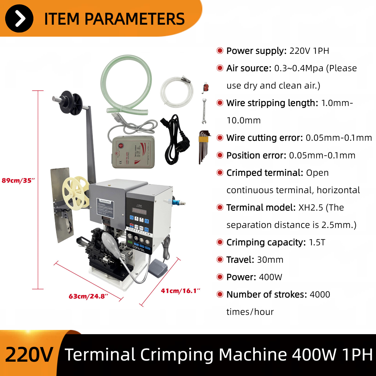 Automatic Terminal Stripping Crimping Machine 220V 1PH Cable Wire Stripper