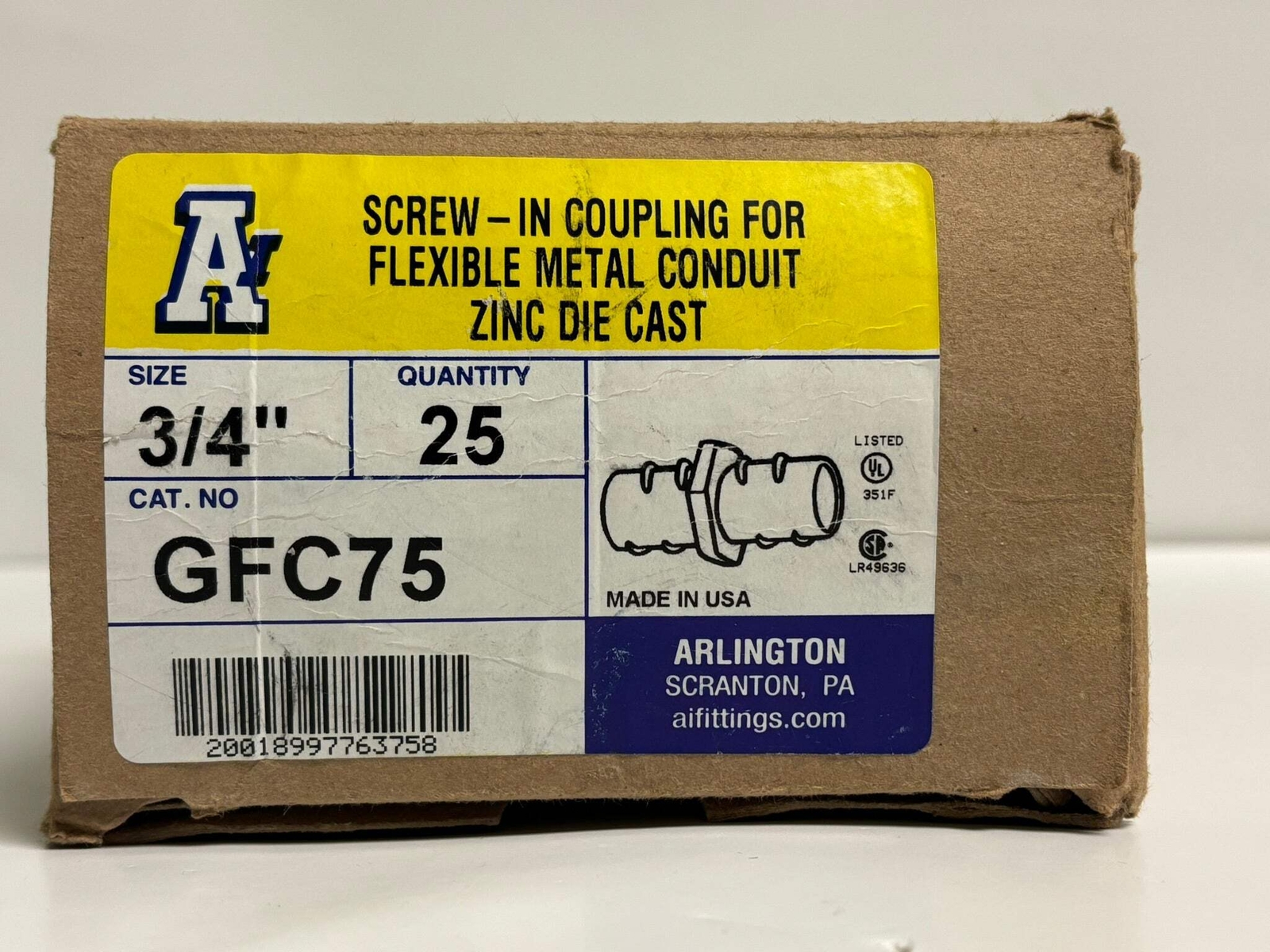 23 PK Arlington GFC75 3/4″ Screw-In Connector for Flexible Metal Conduit