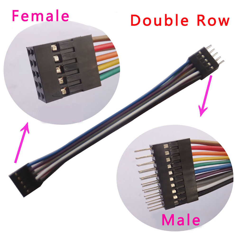1x2P-2x20P Male-Female Single/Double Row DuPont 2.54mm Rainbow Cable Jumper Wire