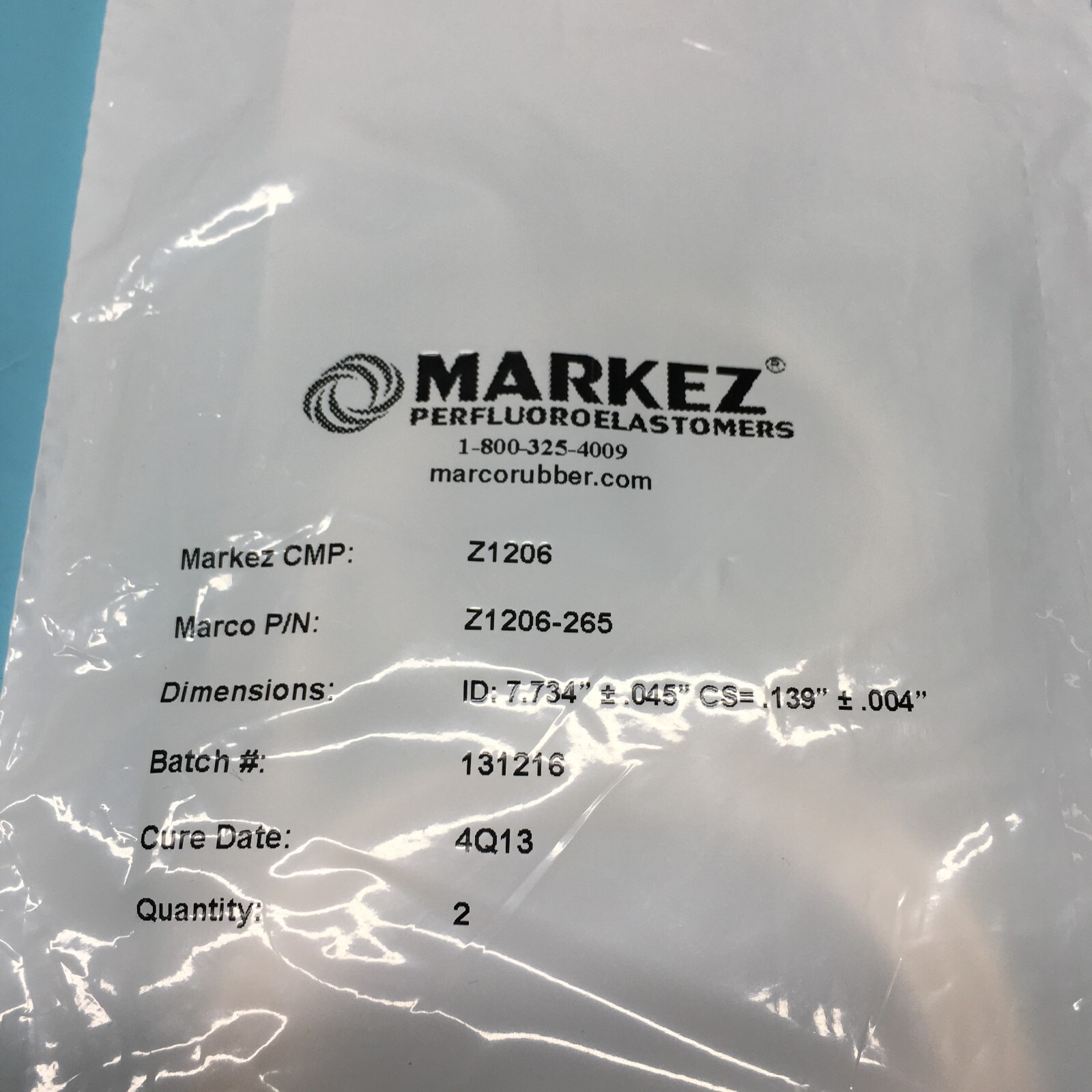 2 MARKEZ Z1206-265 O-RING 2-265 ID=7.734″ +/- .045″ CS=0.139″ +/- .004″, 128803