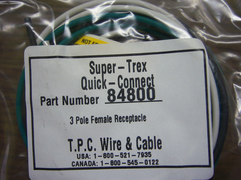 TPC WIRE & CABLE SUPER-TREX QUICK-CONNECT 84800 NEW