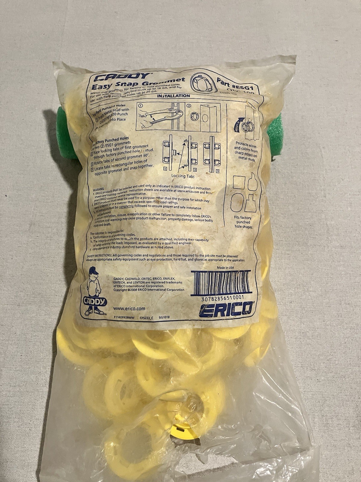 CADDY EASY SNAP GROMMET ESG1 ERICO 125 Plus Count New,Combined 2 Open Bags.
