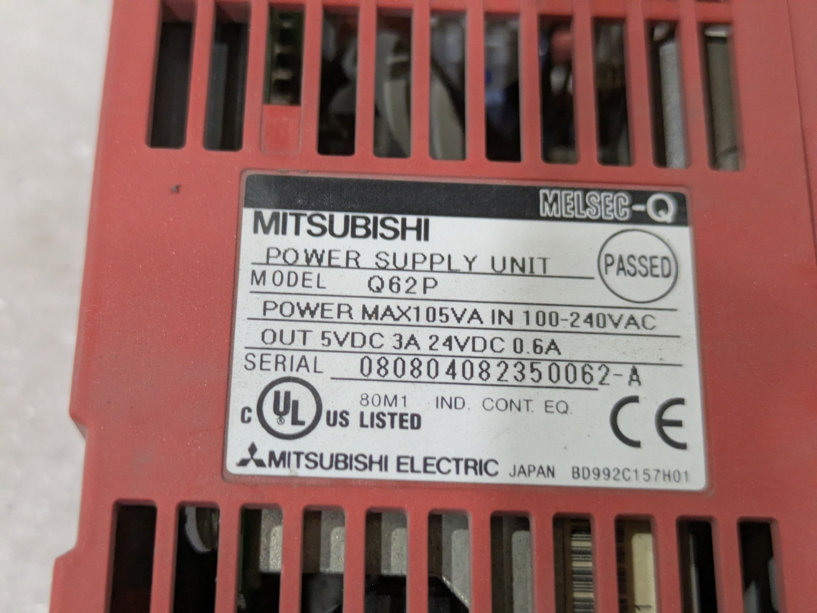 MITSUBISHI Q62P 105VA IN 100-240VAC 5VDC 3A 24VDC 0.6A