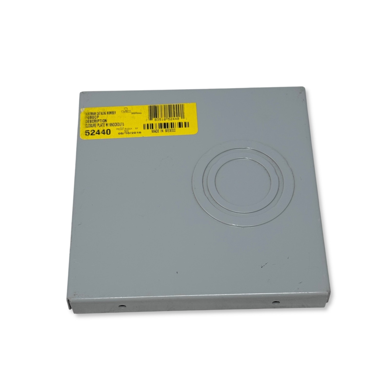 Hoffman F66GCP NEMA 1 Wireway Closure Plate with Knockouts 6×6 Gray Steel