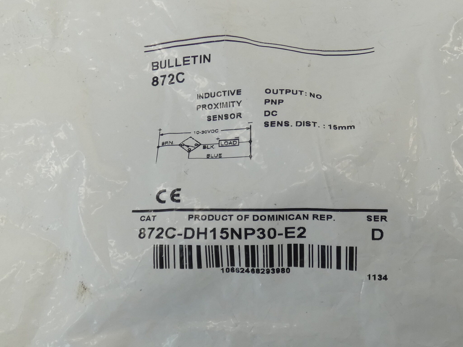 Allen-Bradley 872C-DH15NP30-E2 Inductive Proximity Sensor 10-30VDC Series D -…