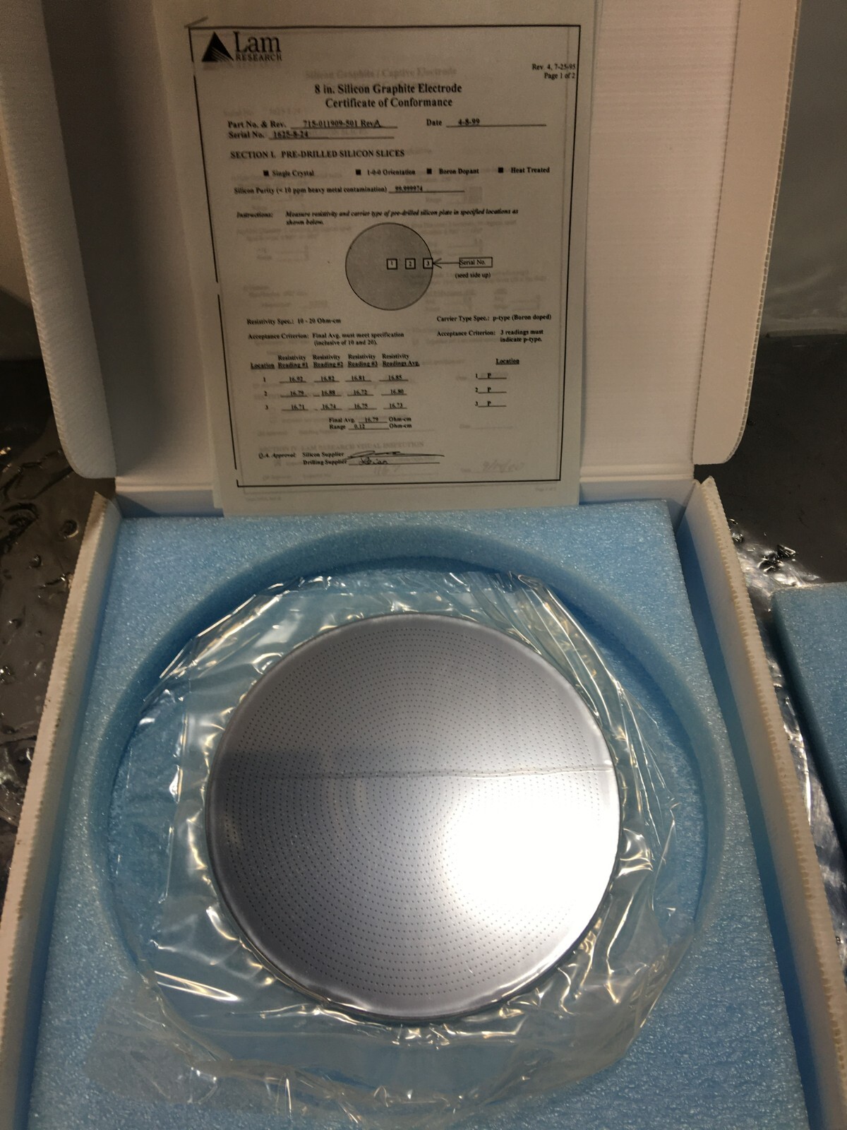LAM 715-011909-501 PLATE, UPPER ELCTDRODE 8″ POLISHED CAPTIVE, 114414