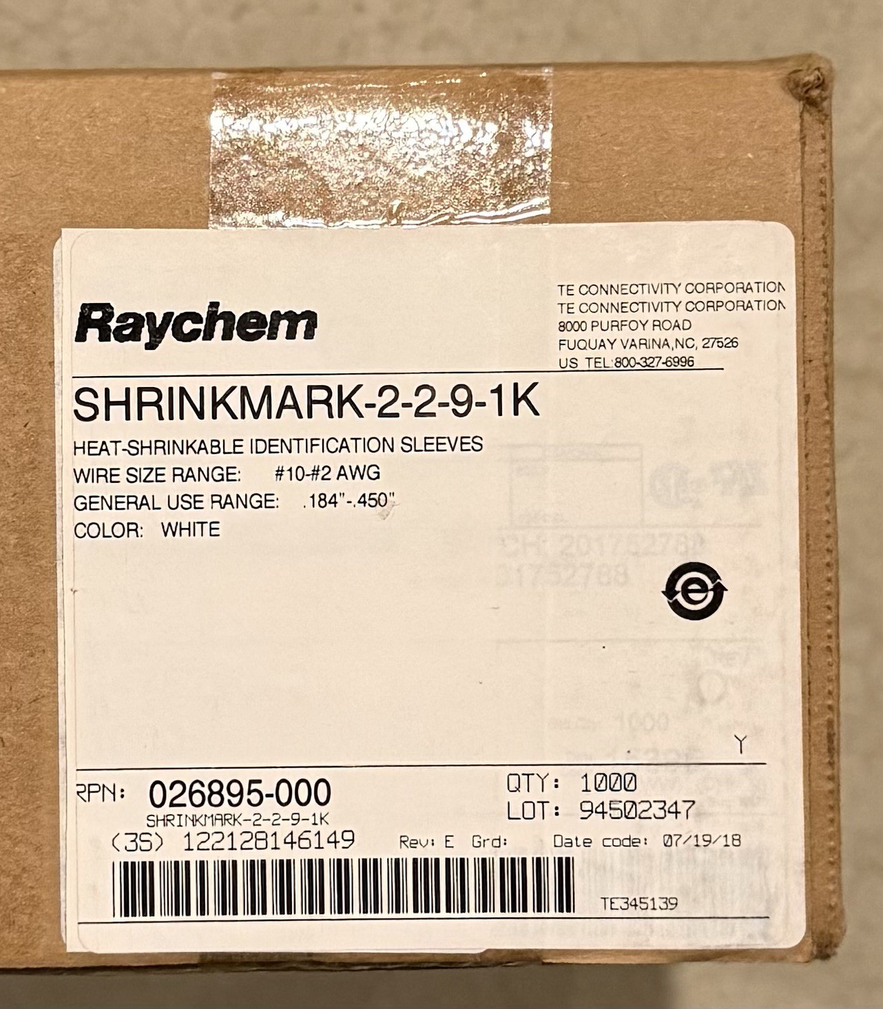 Tyco Electronics Raychem SHRINKMARK-2-2-9-1K