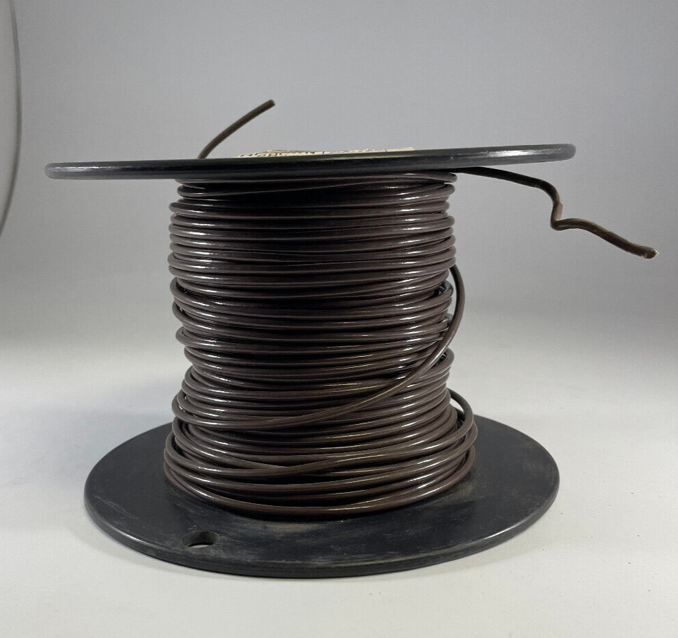 (100 FT) Essex 14 AWG Gauge Wire THHN Solid Spool Brown 600V Gas Oil Resist