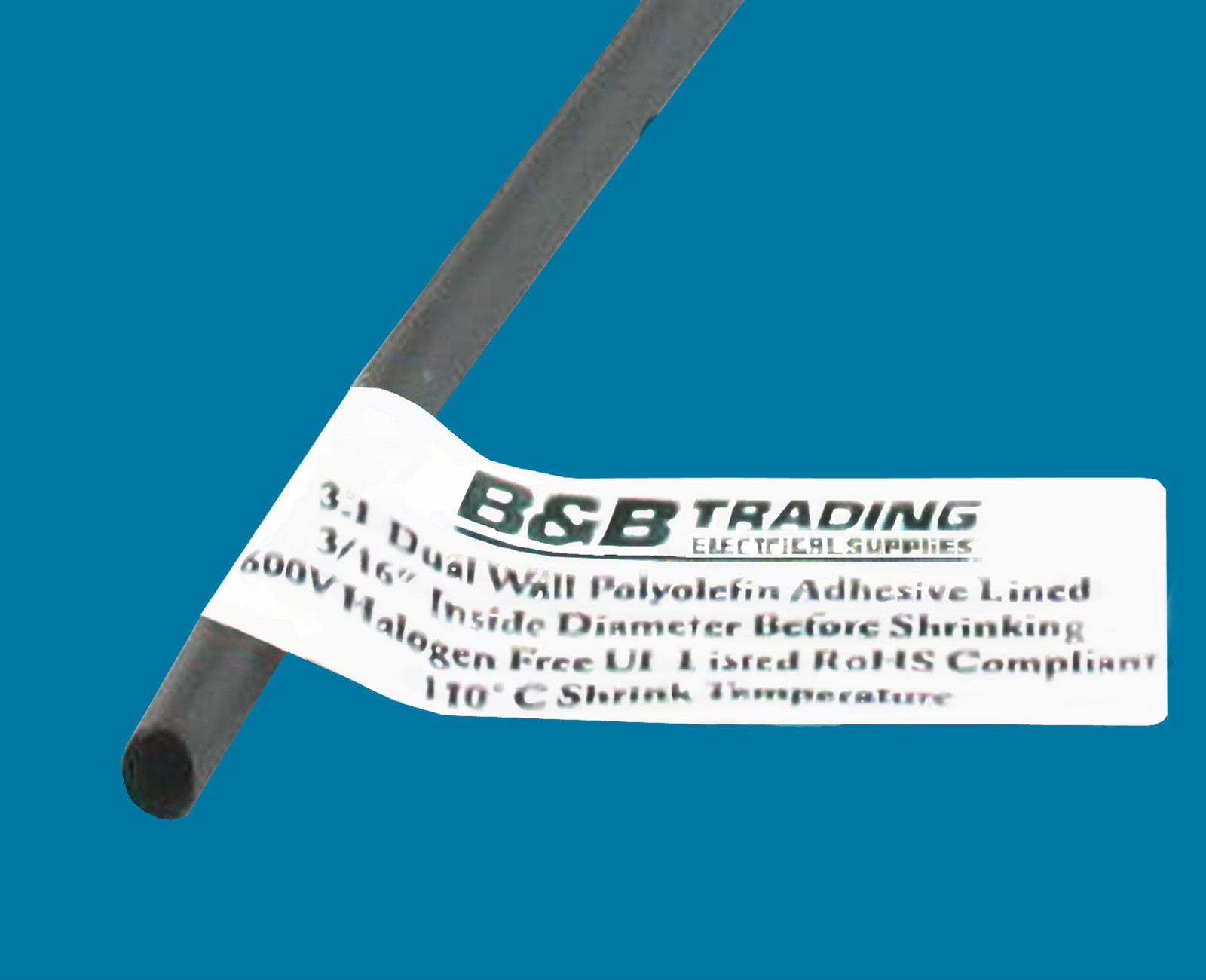 3/16″ ID X 4 Ft 3:1 Ratio Black Dual Wall Adhesive Lined Heat Shrink Tubing