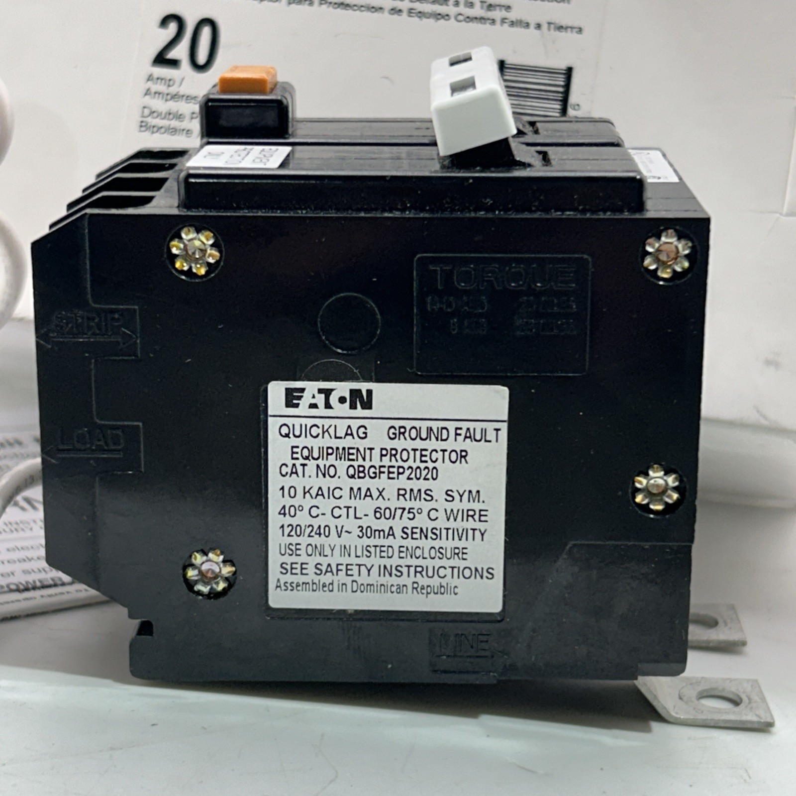 NIB – Eaton – QBGFEP2020 – Cutler-Hammer Quicklag Type Qbgfep Thermal Magnetic
