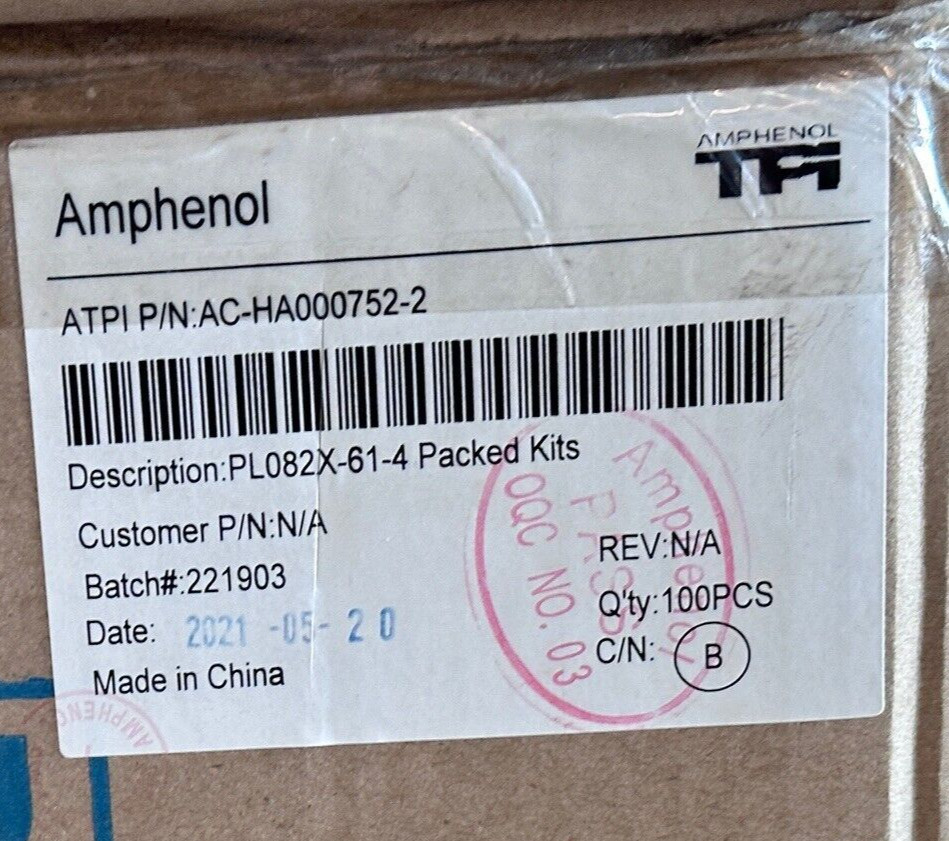 x1 Amphenol NEW PL082X-61-4 Heavy Duty Power Connectors 4.0MM 2 WAY RCPT 4MM2