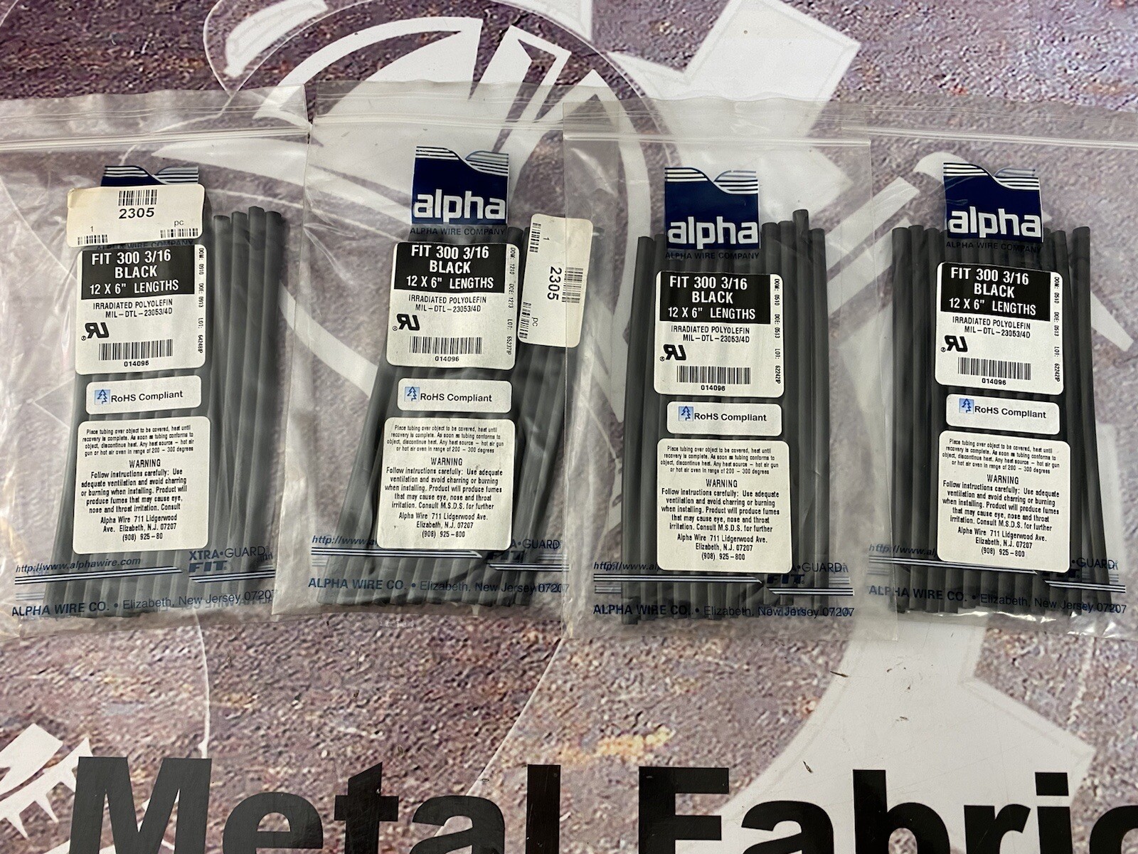 alpha FIT 300 3/16 Black 12×6” Lengths Irradiated Polyolefin MIL-DTL-23053/4D