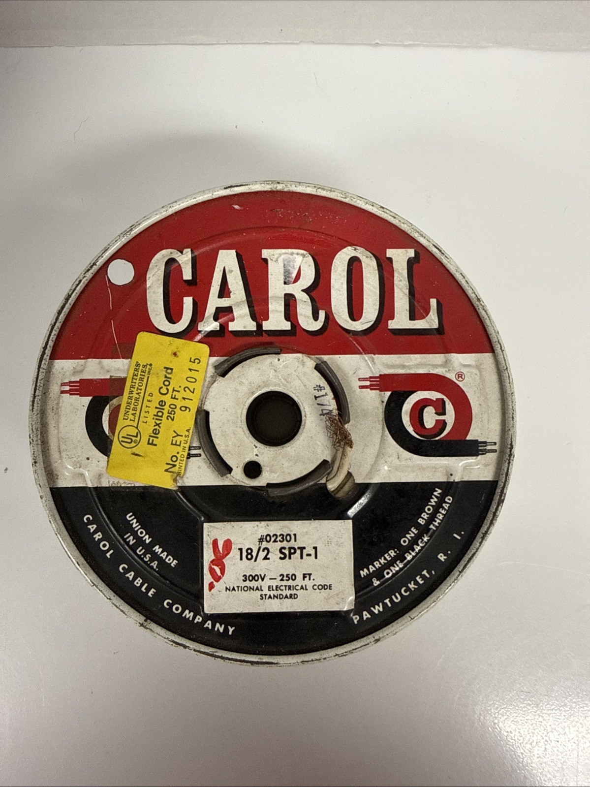 Vintage Carol 18/2 SP-1 Wire Spool with Wire Carol Cable Co. USA Not Full
