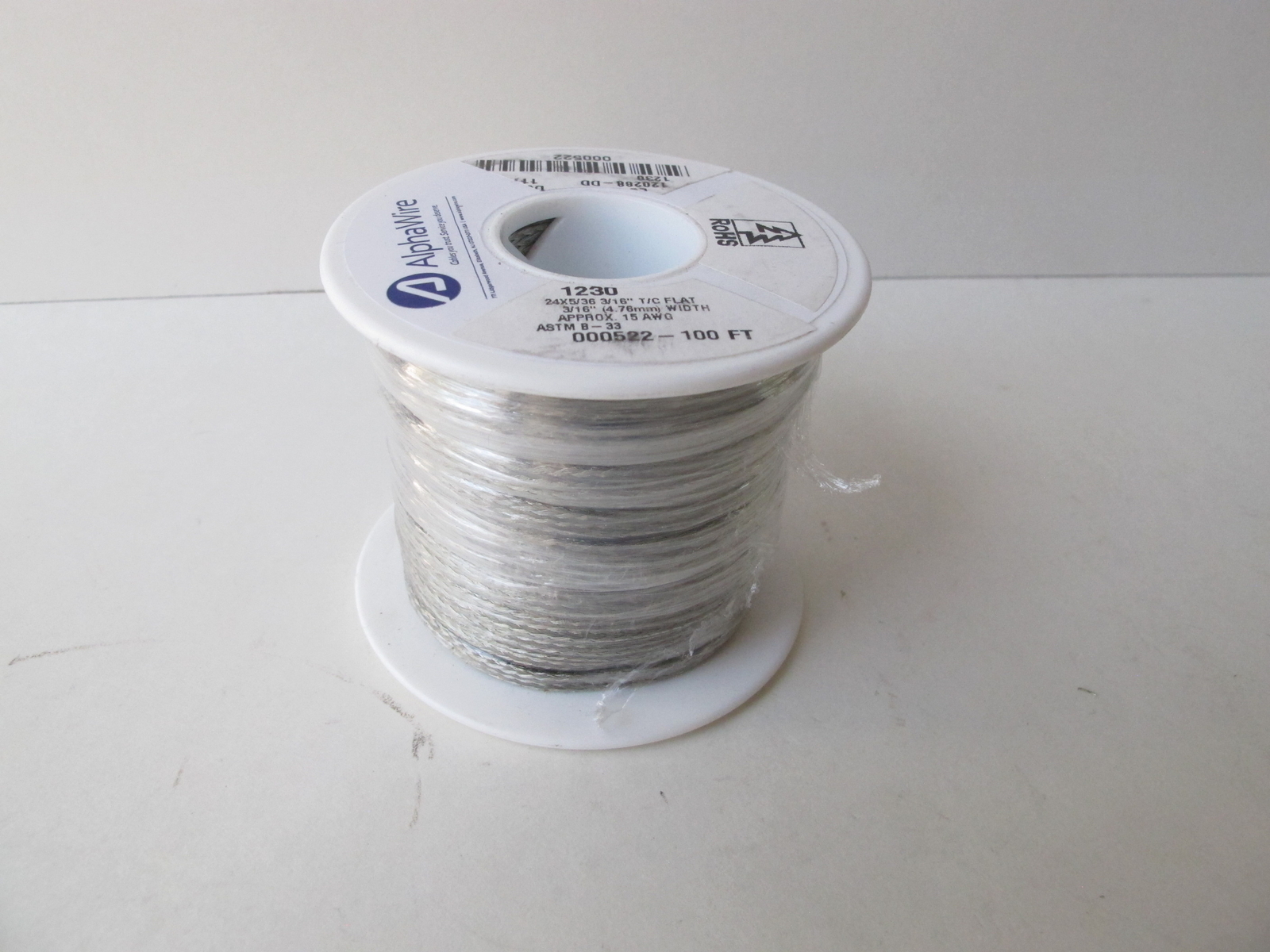 Alpha Wire 1230 Flat Ground Tinned Copper Braid – Width 3/16″ – 100 ft. Spool