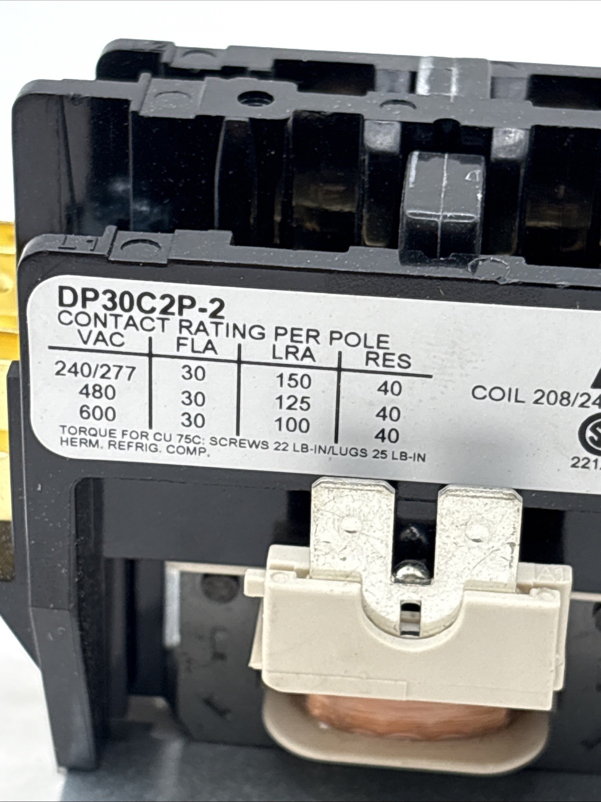 ABB DP30C2P-2 Definite Purpose Contactor 2 Pole 208/240 VAC