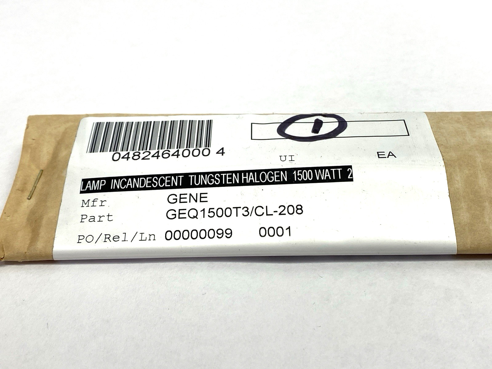 General Electric Q1500T3/CL-208 Tungsten Lamp 208V 1500W LOT OF 2