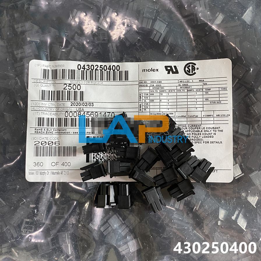 2500pcs/pack New Connector 43025-0400 430250400 Plastic Shell 4PIN Spacing 3.0MM