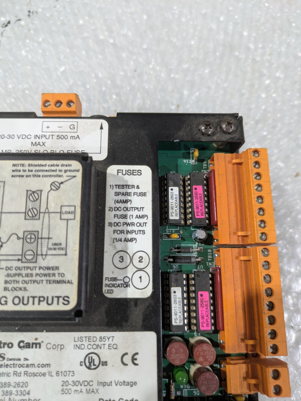 ELECTRO CAM PL 5000 PS-5144-24-P16M09-L 20-30VDC 500MA 1/2AMP 250V SLO-BLO FUSE