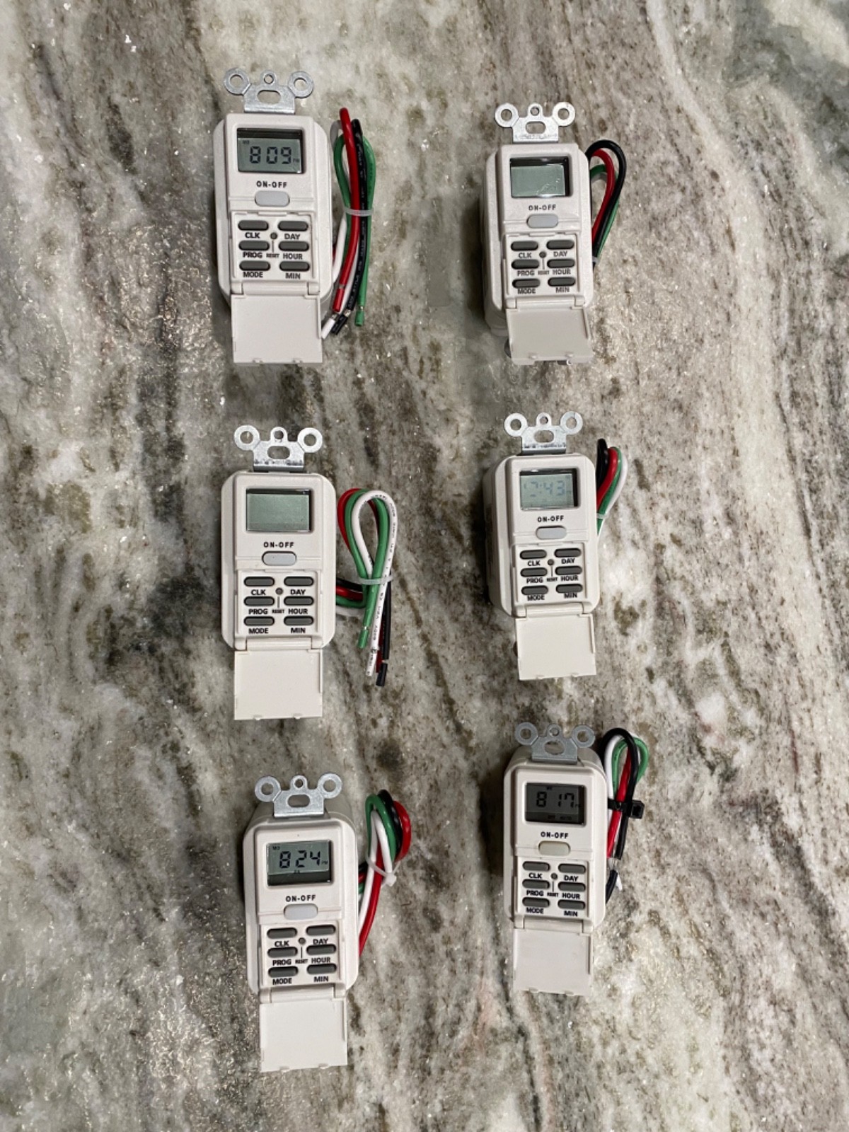 Woods 15-Amp 7-Day In-Wall Programmable Digital Timer Switch, White (6pack)