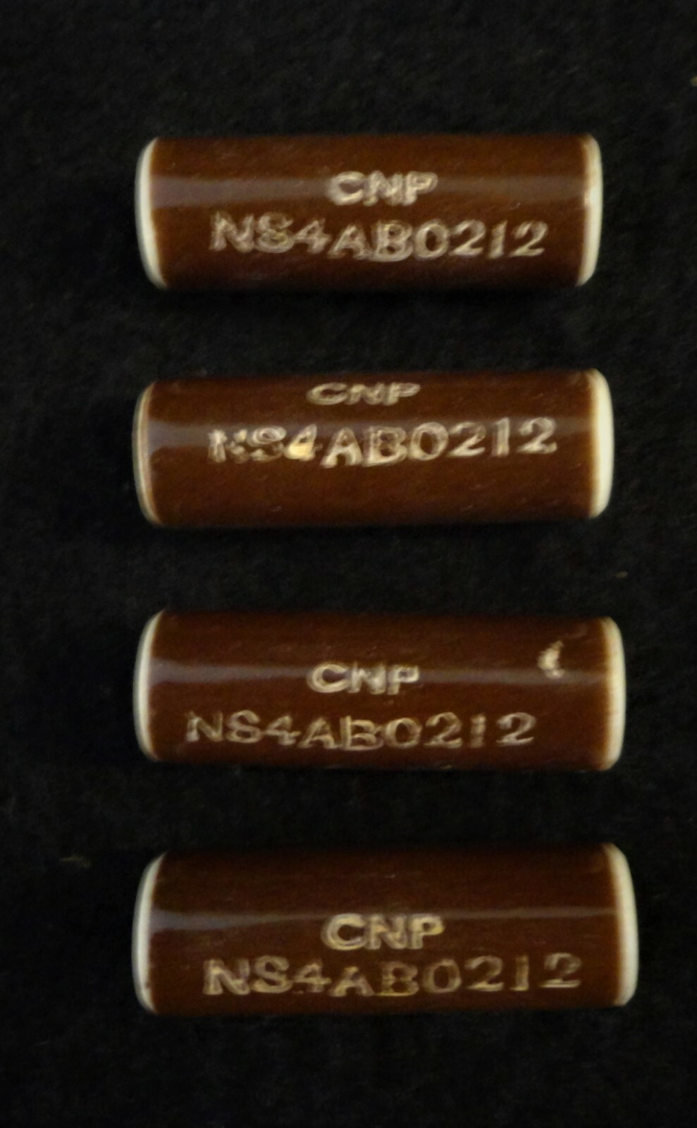SIX VINTAGE BROWN GLAZED ID THREADED STEATITE INSULATOR w PART NUMBER No.: 212