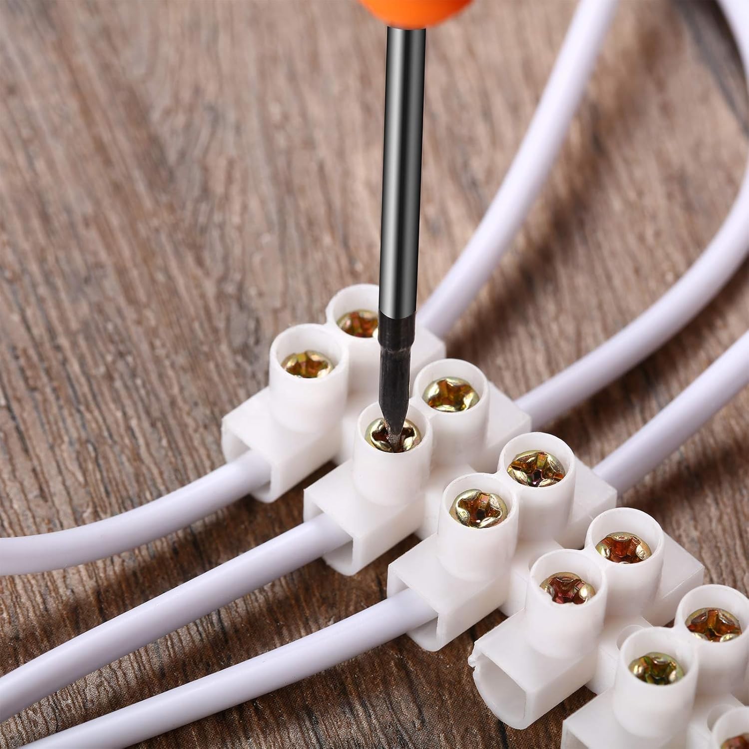 White Terminal Blocks 12 Position Terminal Strip Dual Row Screw Terminals
