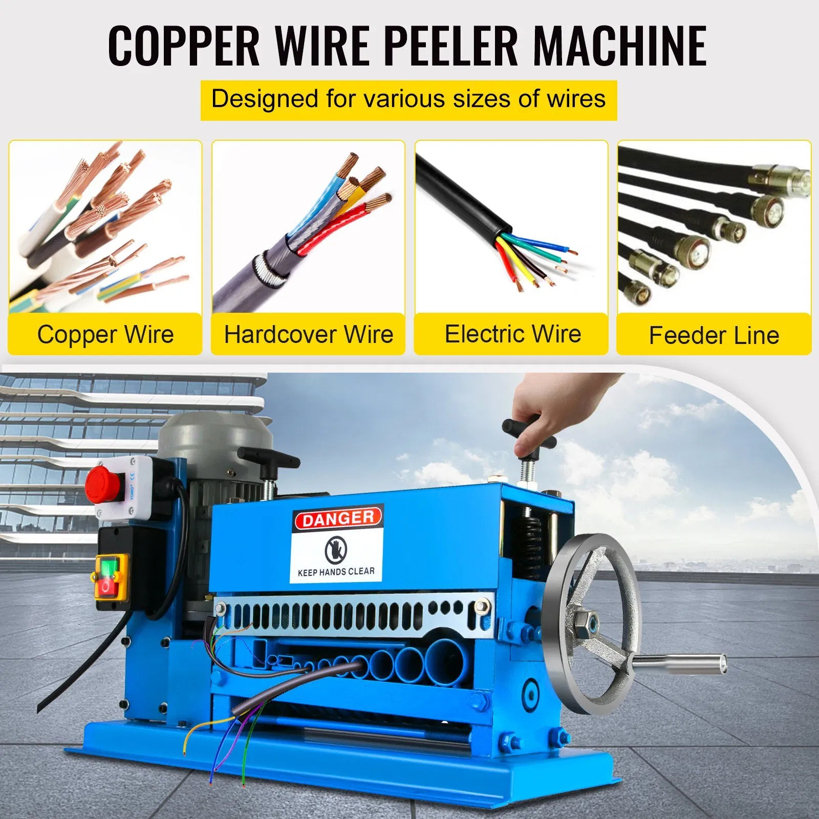 1.5-40MM Electric Cable Stripping Machine 370W, Efficiently Strips Various Metal