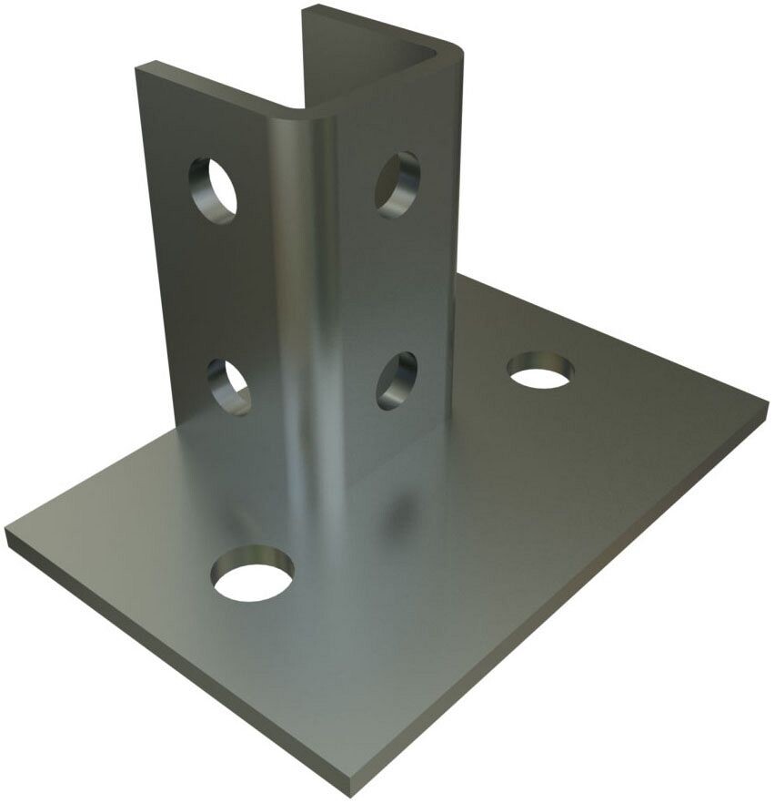 Unistrut P2942-EG, 6″ x 4″ Pad, Steel, 2-Hole Pad, 1-Channel Post Base, 1 pc
