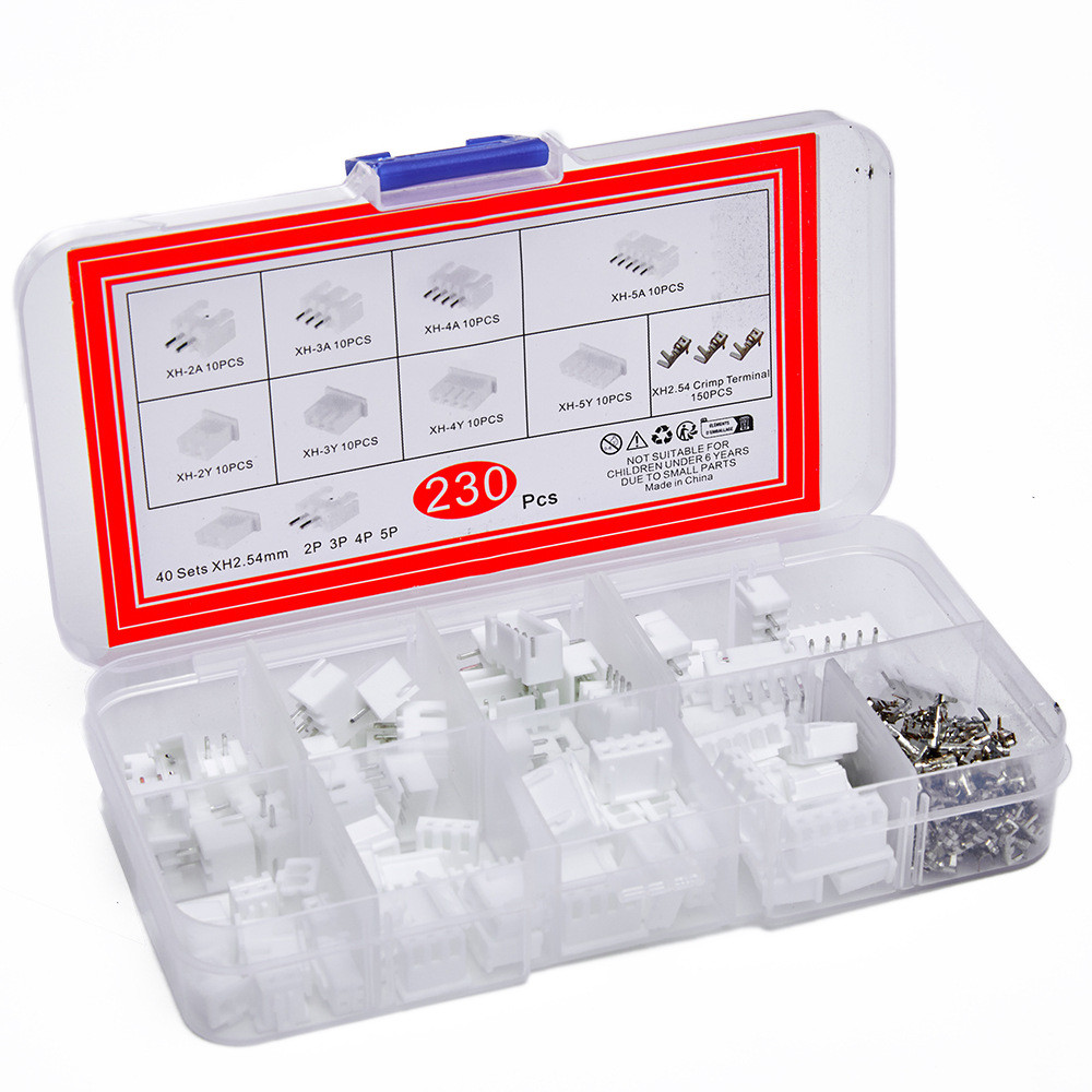 230PCS XH2.54mm Connector Assortment 2P/3P/4P/5P with 150 Terminals