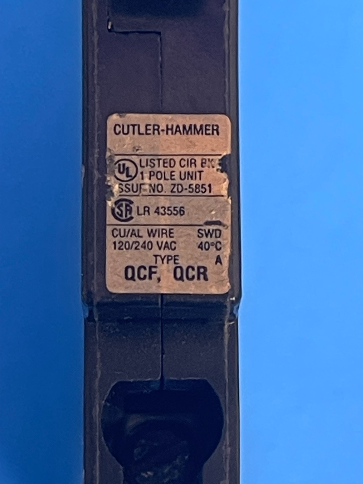 Cutler-Hammer QCR1020 20A 1-Pole 120/240V Circuit Breaker