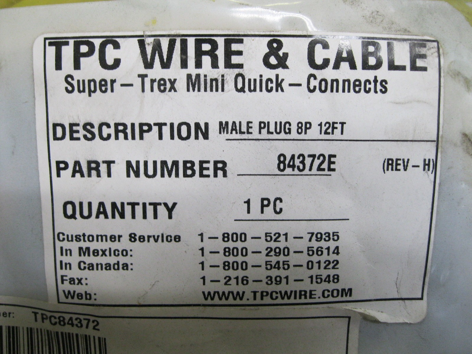 TPC 84372E Cordset Male 8P 12′