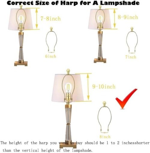 Polished Brass Lamp Harp Holder 8 Inch Set Finials Saddle Base Shade Bracket