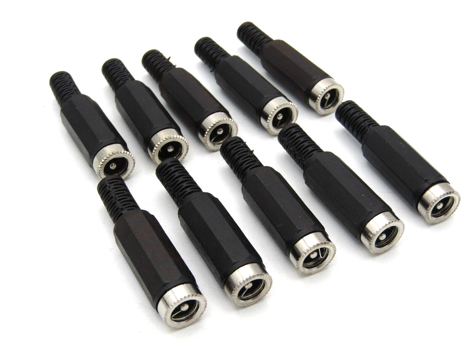 ( 10 PCS ) DC Coaxial Power Jack Inline, 2.1mm x 5.5mm Connector — NOS