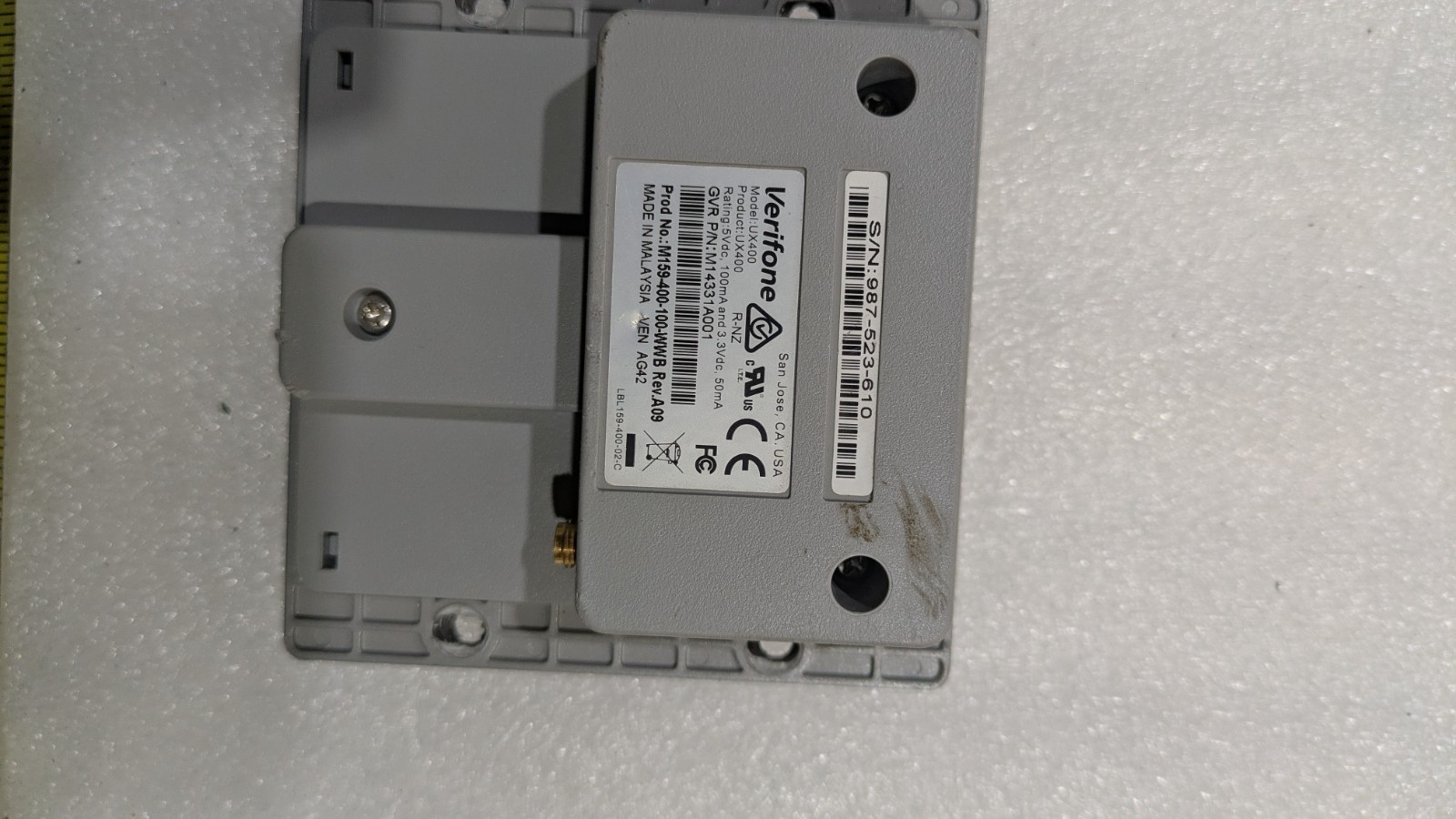 VERIFONE CARD READER TOUCHLESS UX400 P/N:M14331A001