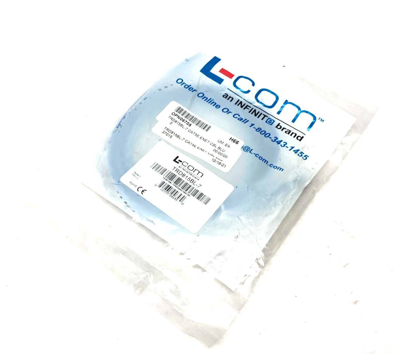 L-Com TRD815BL-7 Ethernet Patch Cable CAT5e 7.0ft