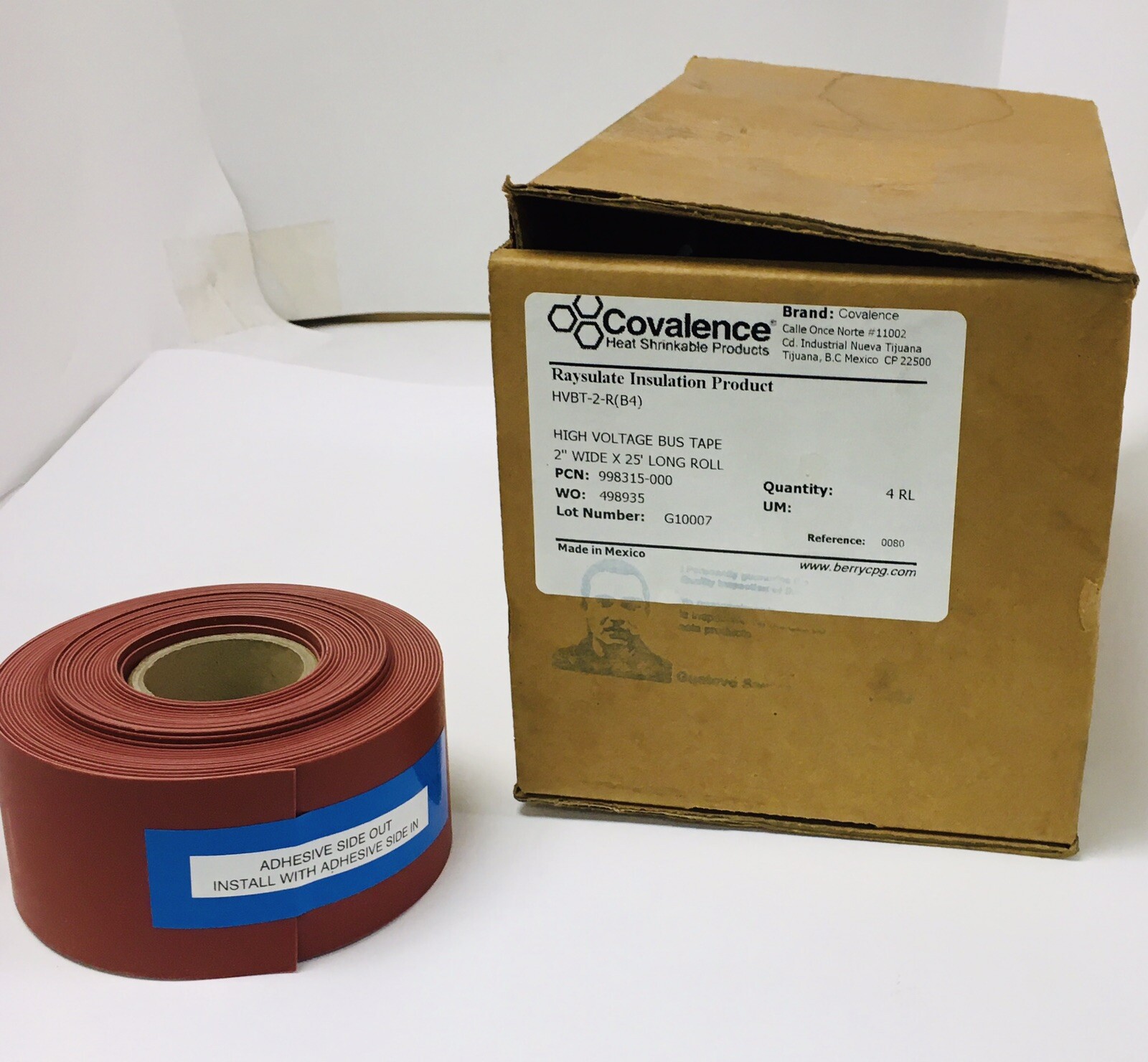 COVALENCE HVBT-2-R(B4) HIGH VOLTAGE BUS TAPE 2″W x 25’L ROLL 4CT. BOX !NEW!