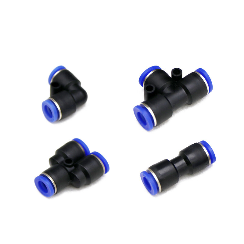 Pneumatic Hose Quick Coupling Plastic Push Connectors Straight/L/Y/T Type Black
