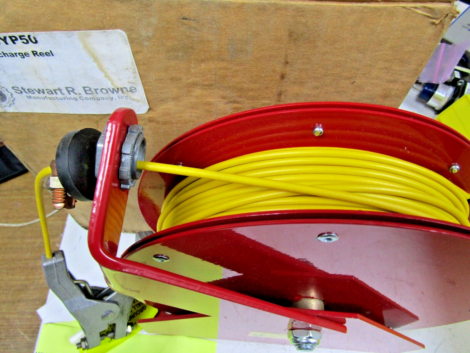 🔥NEW STEWART R. BROWN 50′ STATIC DISCHARGE REEL 50 FEET RSYP50