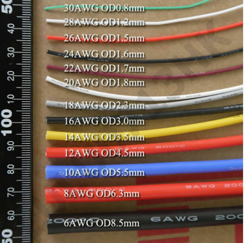 5M UL Strand Silicone Wire 12/14/16/18/20/22/24/26/28/30AWG Flexible RC Cable