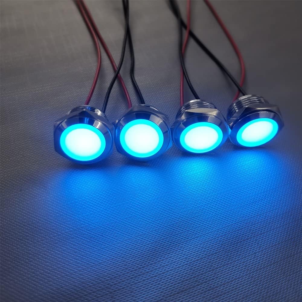 4PCS 110V 20mA Energy Saving Metal Indicator Light Waterproof Indi Color: Blue