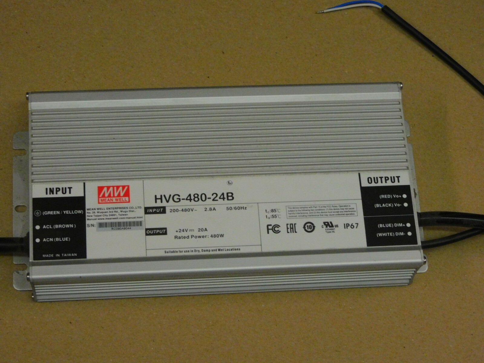 Mean Well Meanwell HVG-480-24B Power Supply Wide range AC input: 180~528Vac