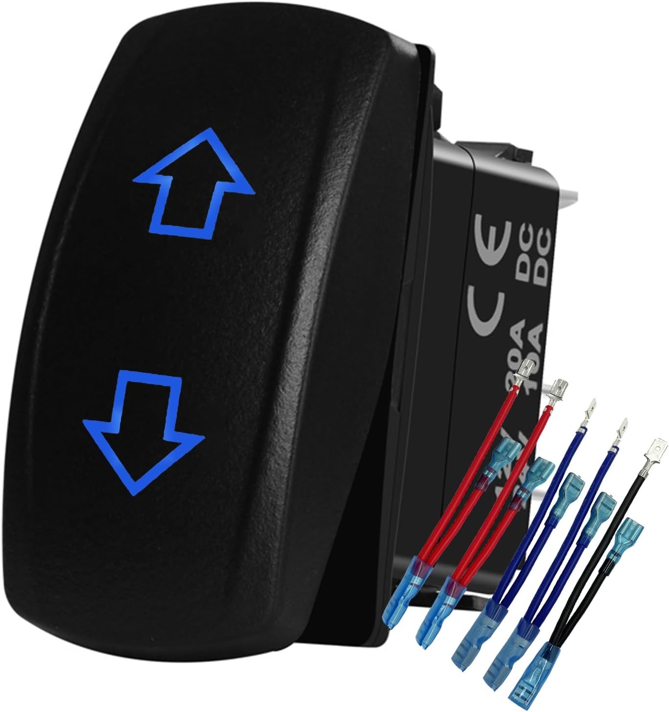 Blue LED Waterproof Momentary Rocker Switch 10 Pin ON Off ON DPDT 3 Position