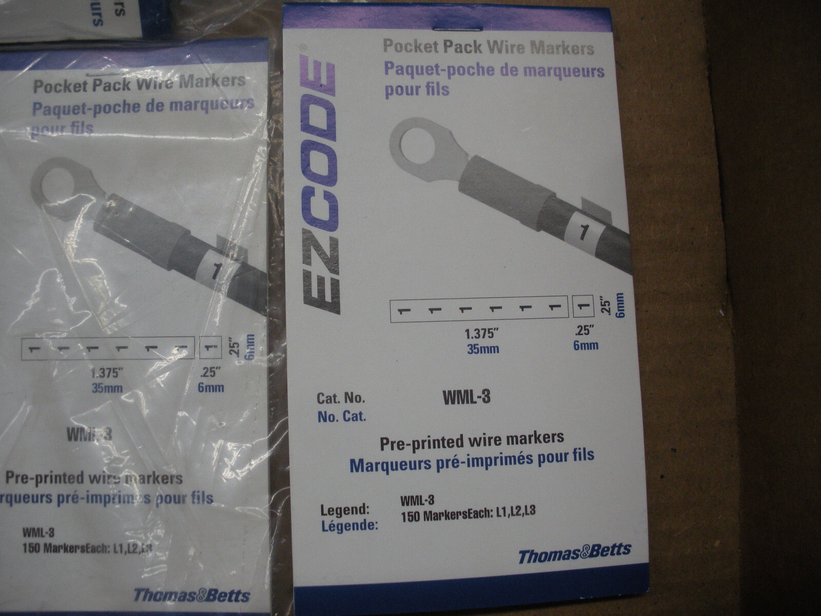 T&B EZCODE wire markers L1 L2 L3 150ea/bk lot of 4 books 4 lots are available