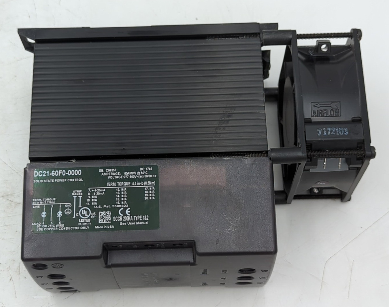 Watlow DC21-60F0-0000 DIN-A-MITE w/fan Power Controller Used