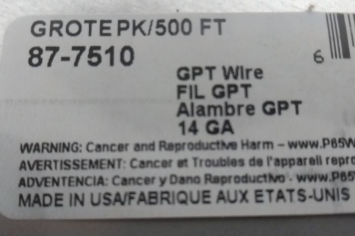 Grote 87-7510 ~500 Ft Length 14 AWG 60V Blue Primary Automotive Wire (CW)