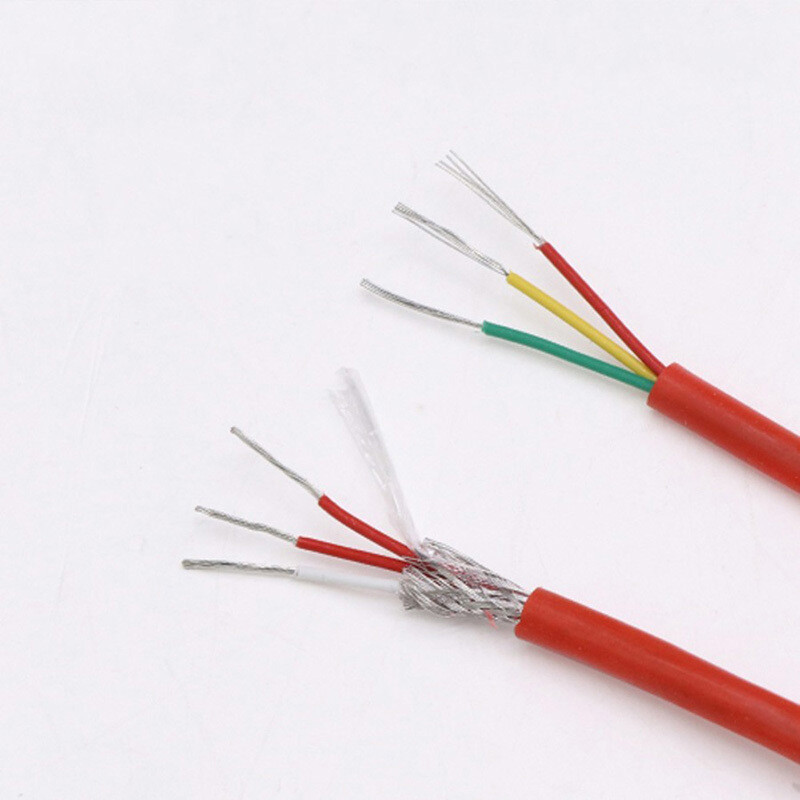 PT100 Silicone Thermocouple Compensating Wire Shielded Cable Red 3x7x0.2mm