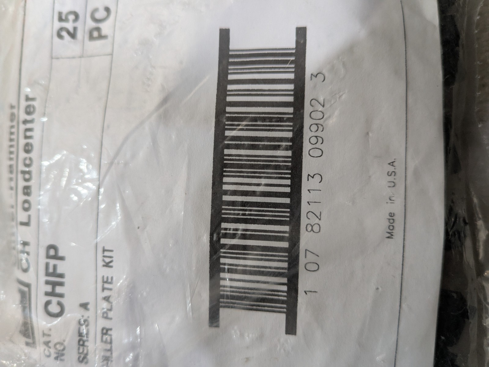 CUTLER-HAMMER CH LOAD CENTER CHFP SERIES A FILLER PLATE KIT ‘BAG OF 25’